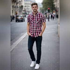 ESPRIT XS Men's Plaid Buttoned Shirt